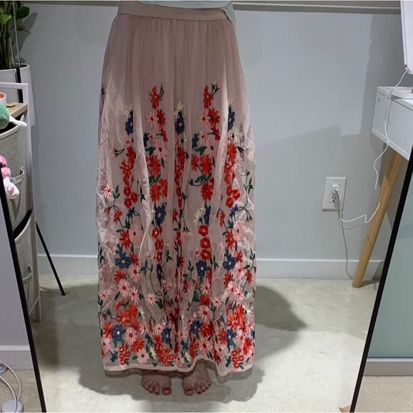 Maje Dresses & Skirts - Maje Pink Floral Maxi Skirt